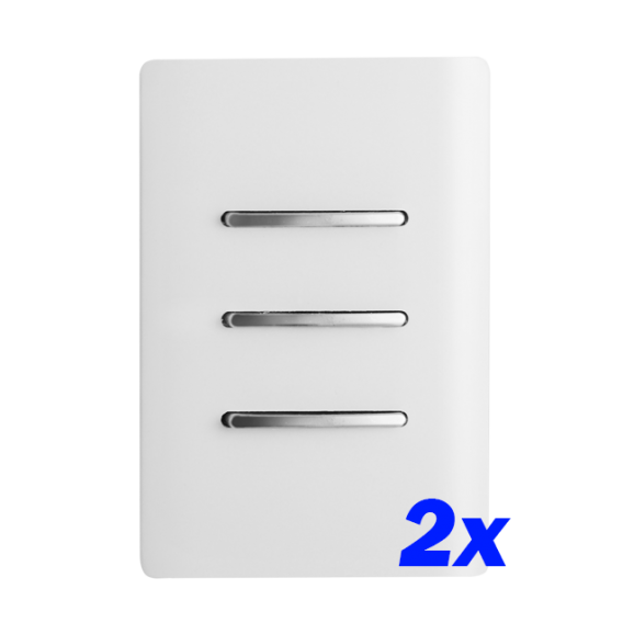 Kit 2 Interruptor Triplo Simples 4x2 - Dicompel Novara Branco Cromado